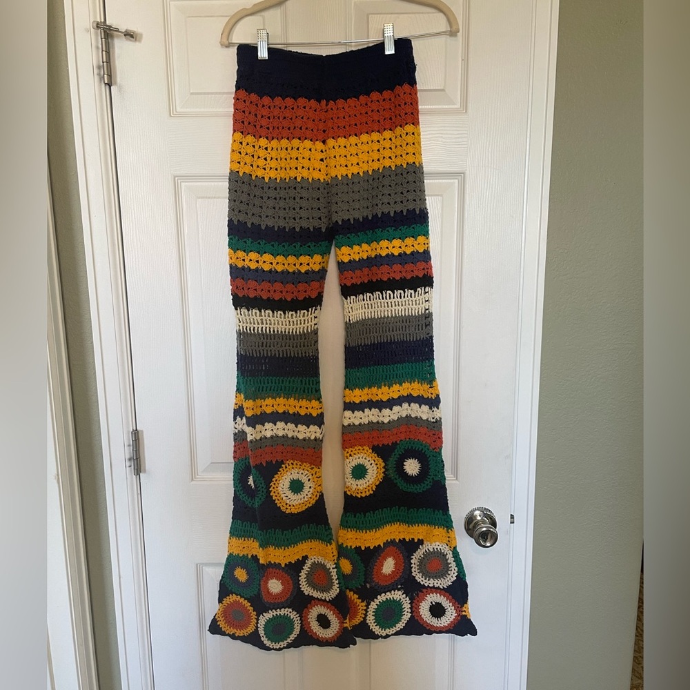Free People Flook Grandpa Crochet Flare Pants
